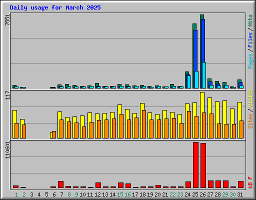 Daily usage for March 2025